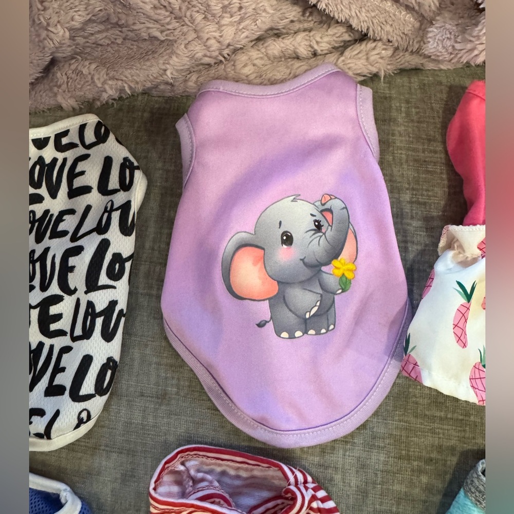 Purple Pet Shirt with Elephant Print